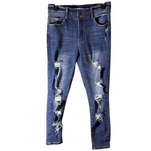Luna Nora high rise skinny jeans distressed size 8